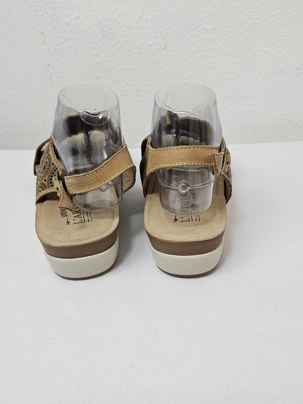 L'Artiste Spring Step ERICE Circles Leather Taupe Multi Sandal EU 41 US 9.5-10